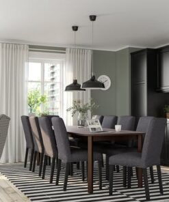 Alternative view of Table and 8 chairs, brown/Gunnared medium grey, 150/205/260 cm
