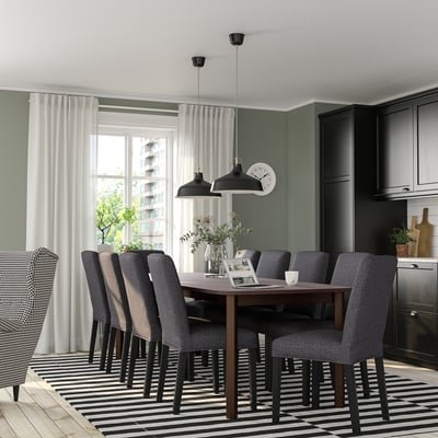Table and 8 chairs, brown/Gunnared medium grey, 150/205/260 cm - Image 2