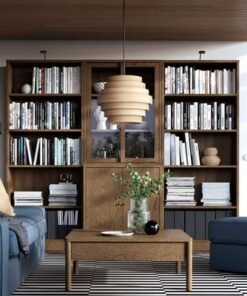 Alternative view of Storage comb w sliding glass doors, brown stained oak veneer/clear glass, 245x47x201 cm