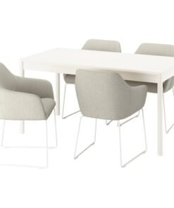 Table and 4 chairs, off-white/Gunnared beige white, 150x80 cm
