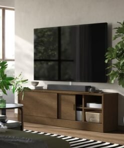 Alternative view of TV bench, brown stained oak veneer, 178x37x55 cm