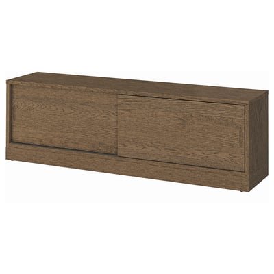 TV bench, brown stained oak veneer, 178x37x55 cm
