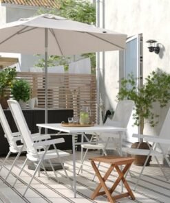 Alternative view of Reclining chair, outdoor, white/grey