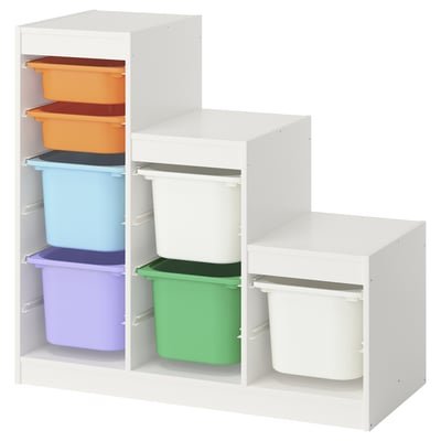 Storage combination with boxes, white white/multicolour, 99x44x94 cm