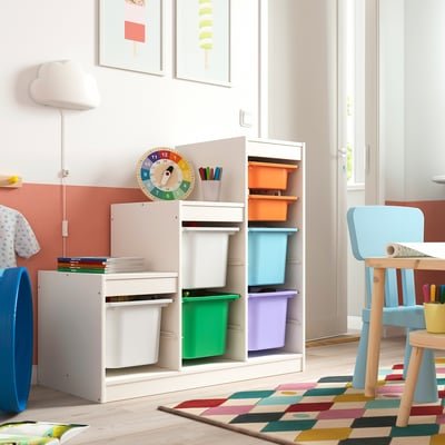 Storage combination with boxes, white white/multicolour, 99x44x94 cm - Image 2