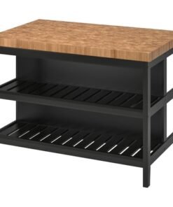 Kitchen island, black/oak, 126x79x90 cm