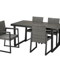 Table+4 chairs, outdoor, dark grey/dark grey, 161 cm