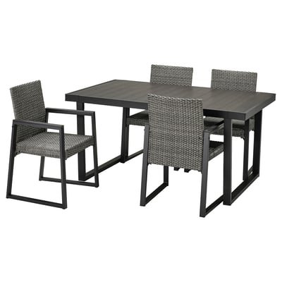 Table+4 chairs, outdoor, dark grey/dark grey, 161 cm