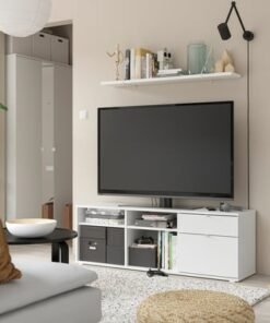Alternative view of TV bench, white, 146x37x50 cm