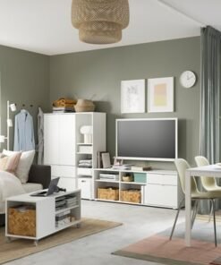 Alternative view of TV/storage combination, white, 251x37x140 cm