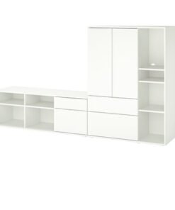 TV/storage combination, white, 251x37x140 cm
