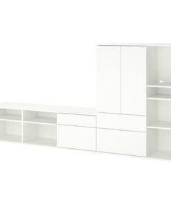 TV/storage combination, white, 285x37x140 cm